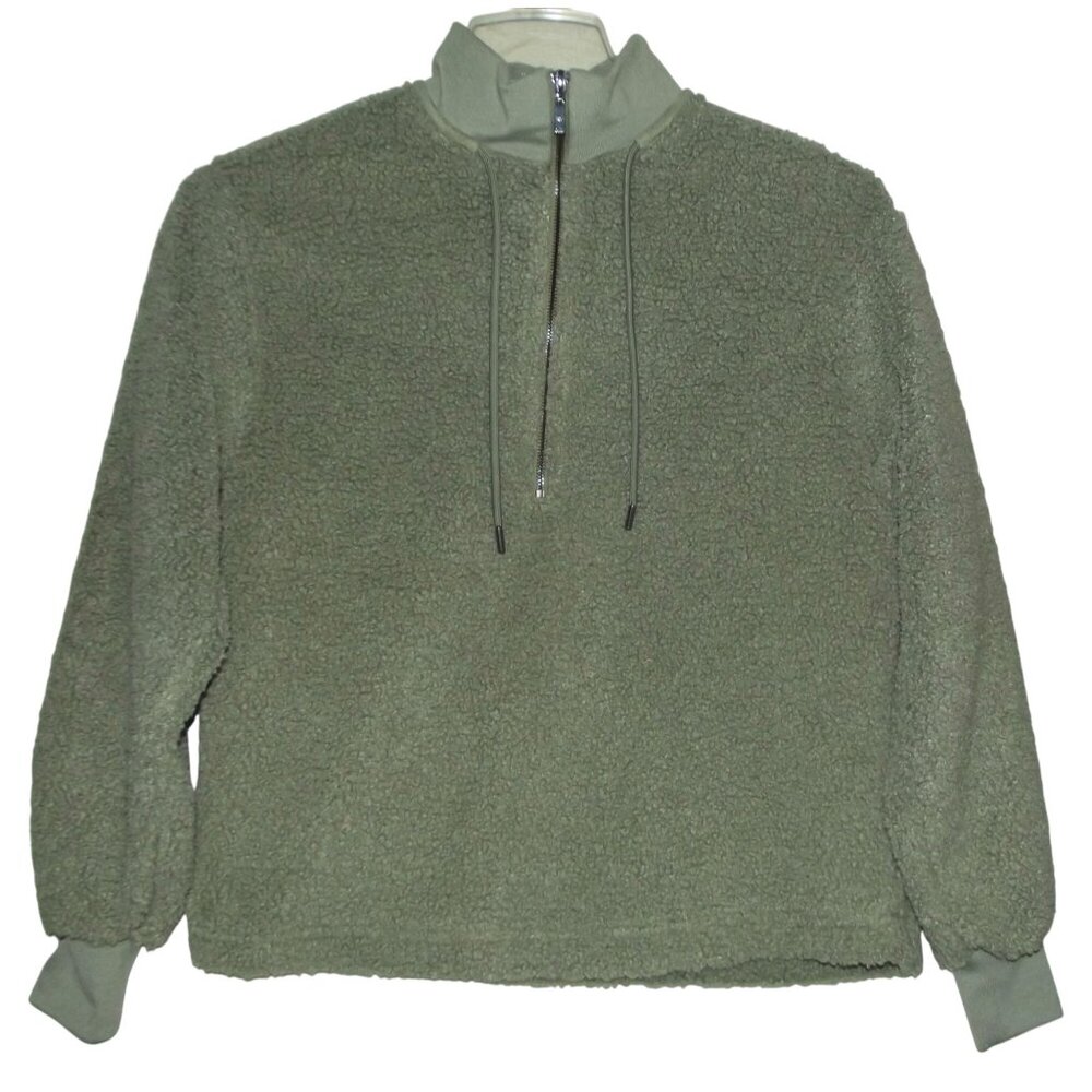 C&C California Sweatshirt Womens Small Green Quarter Zip Pullover Sherpa Fleece